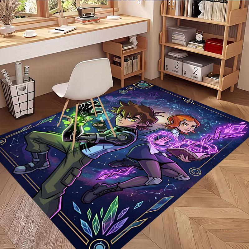 Ben 10 Cartoon Print Rug, Washable Floor Carpet, For Entryway Dorm Laundry Room Office Study, Home Decor Birthday Christmas Gift