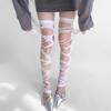 Y2K Hollow Out Stockings Women Punk Sexy Tights Leggings Jk Lolita Over The Knee Hosiery Female Broken Hole Fishnets Long Sock