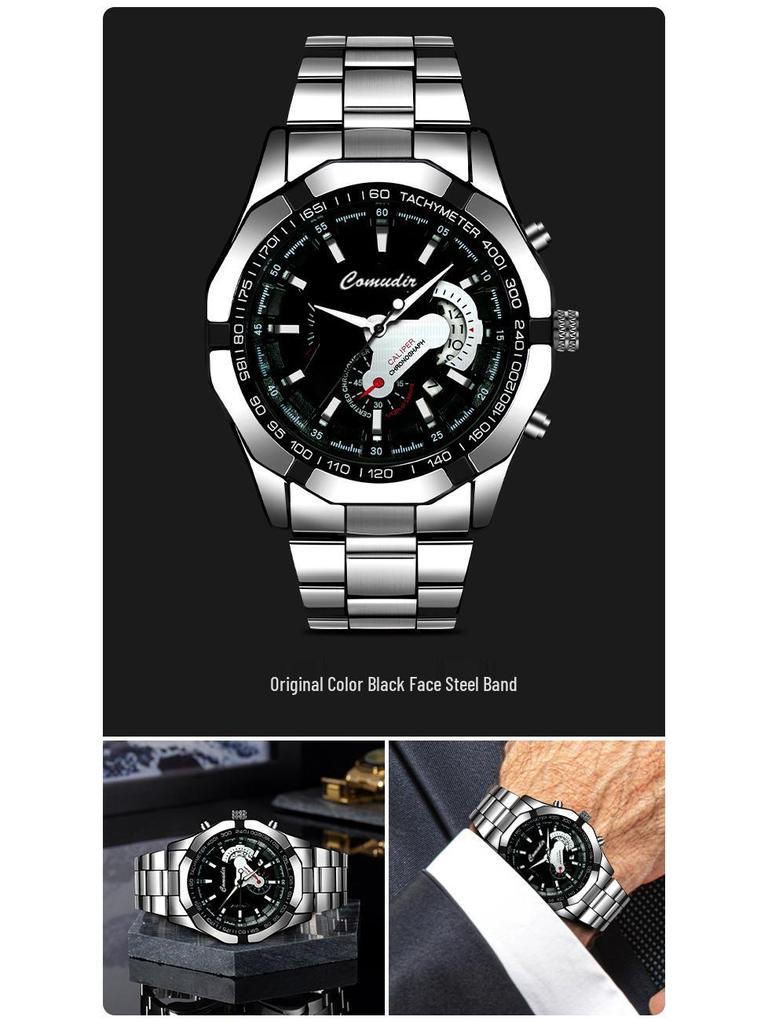 Men's Luminous Waterproof Automatic Calendar Watch with Large Dial