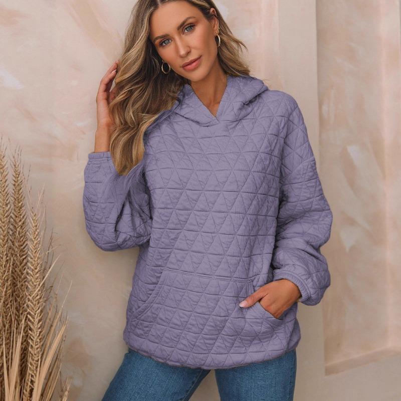 Women S Solid Color Pullover Hooded Sweatshirt With Pockets Casual