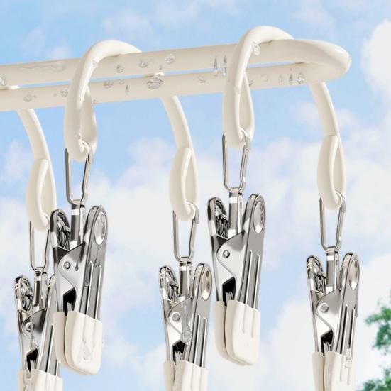 Windproof Clothes Hanger 20 Clips Sock Hanger Stainless Steel Drying Rack for Socks Underwear Baby Clothes Diapers Towels