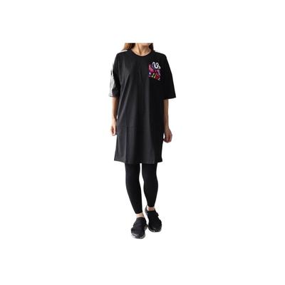 Collaboration Originals X Hattie Stewart Logo Lettre Confortable Doux Respectueux de la peau Robe à manches courtes Femmes Robes Noir DV2669