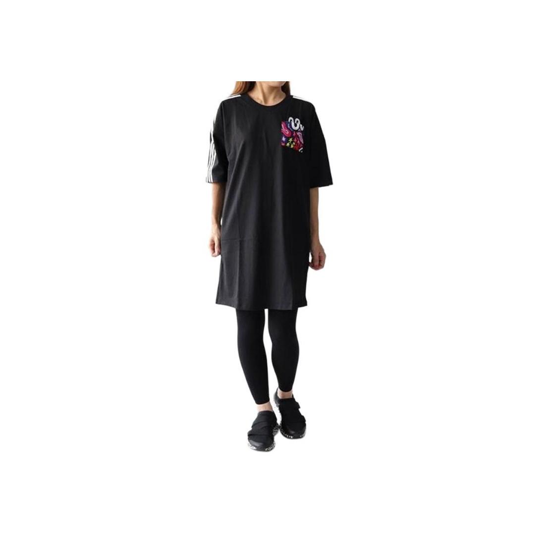 

Adidas Оригинальное женское платье с коротким рукавом и логотипом Hattie Stewart, черное, DV2669 M