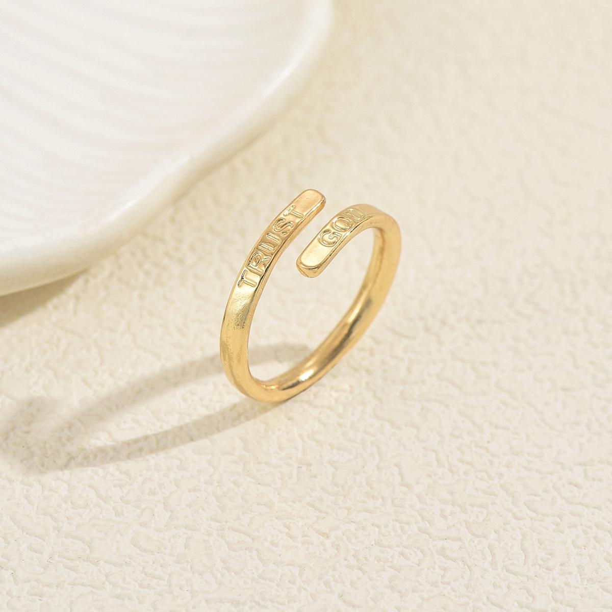 

Women s Ring Geometric Open Adjustable Letter Design Couple Rings Versatile Index Finger Ring JZ1511