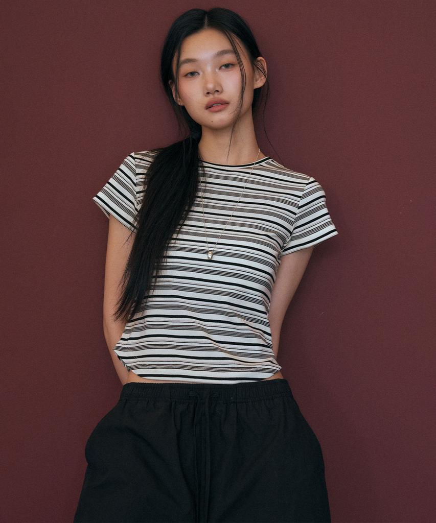 GENERALIDEA Slim Fit Multi-Stripe T-Shirt [Ivory] / Gf2Lts535