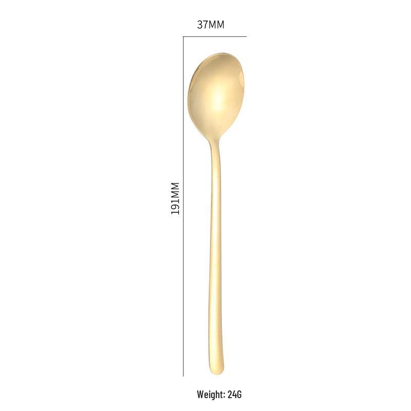 Long Handle Stainless Steel Korean Spoon - Coffee Stirrer, Dessert, Rice, Household, and Ladle Spoon