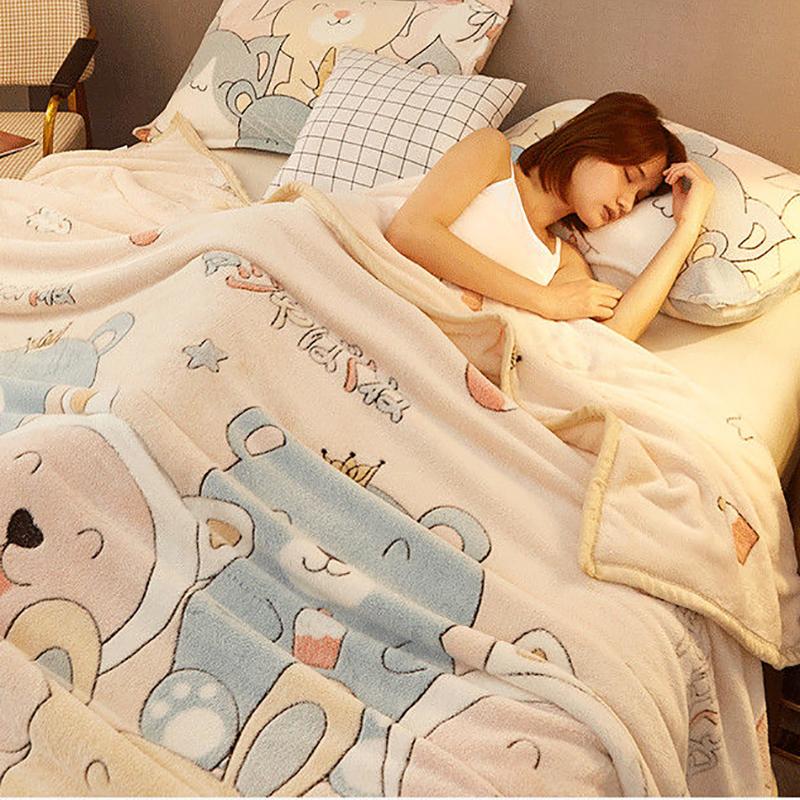 Cearşaf de pat din catifea Coral de iarnă, de uz casnic