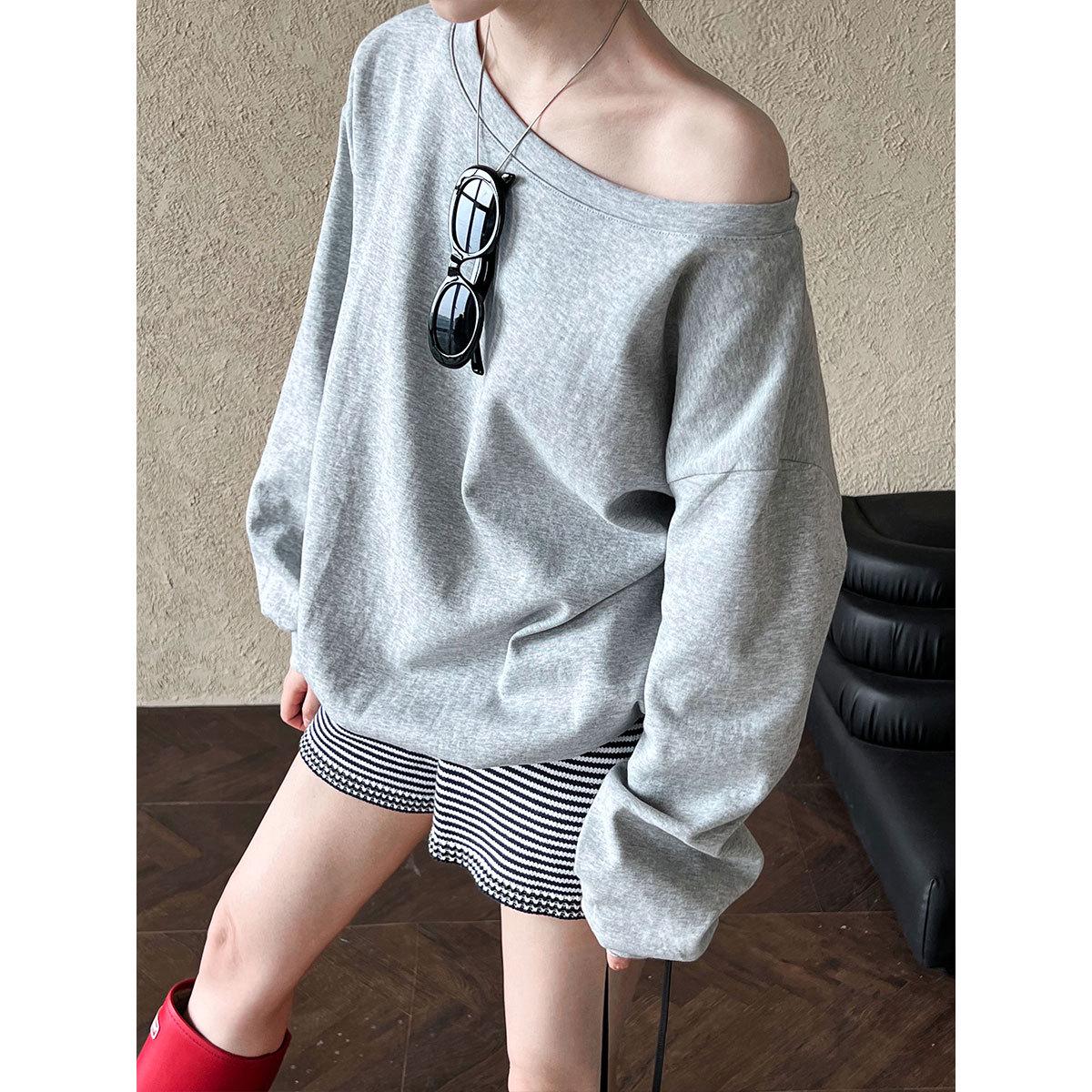 

Luxi Women s One-Shoulder Loose Sweater - Spring 2025 Lazy Style Medium