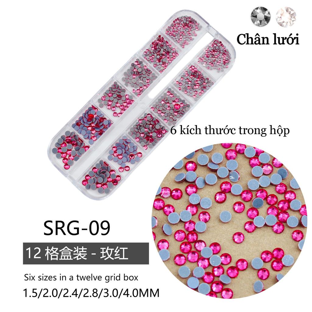 Mesh Bottom 12-Grid Boxed Nail Art Flat Bottom Rhinestone Jewelry Transparent Ab Colored Diamond Crystal Yellow Nail Sticker Diamond Jewelry