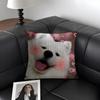 Cute Cat Dog Kawaii Gift Cushion Cover Natural Linen Organic Fabric Double-Sided Printing Sofa Home Decor Gift Pillow Case