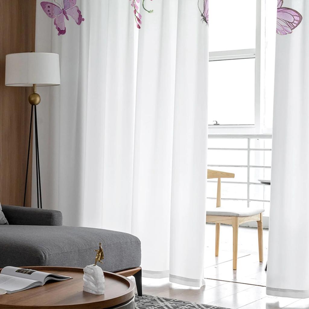 Wiosenne różowe Wisteria Butterfly tiulowe zasłony do salonu przezroczysta zasłona do sypialni rolety kuchenne zasłony z woalu