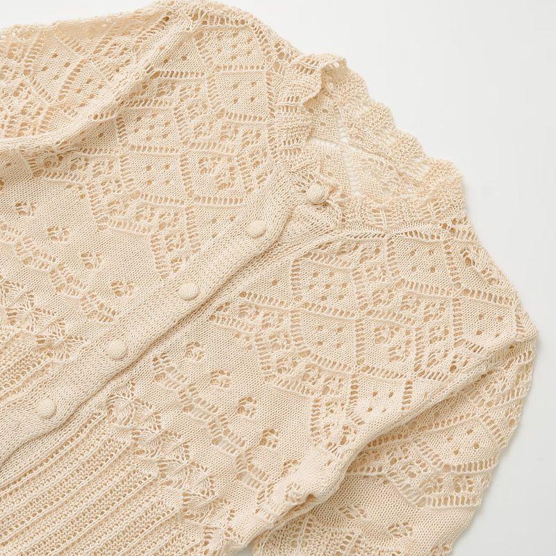 Kaslead New Arrival Women's Clothing Fashion Style Fashion All-Match Jacquard Mesh Knitting Outwear 6771070