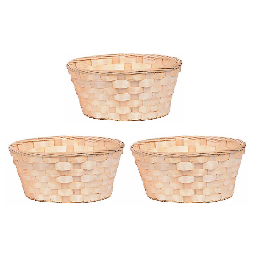 3Pcs Premium Bamboo Storage Baskets Handcrafted Woven Fruit Baskets Multi Purpose Storage Holder for Home Restaurant Ktv Room