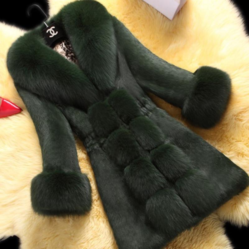 2 new autumn and winter imitation fur coat coat women's medium and long slim and thin imitation fox hair mother outfit