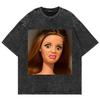 Cotton Vintage Washed Kawaii Disgusting Doll Face Funny Meme T Shirt  Fashion Menwomen Male Acid Wash Tees Vintage