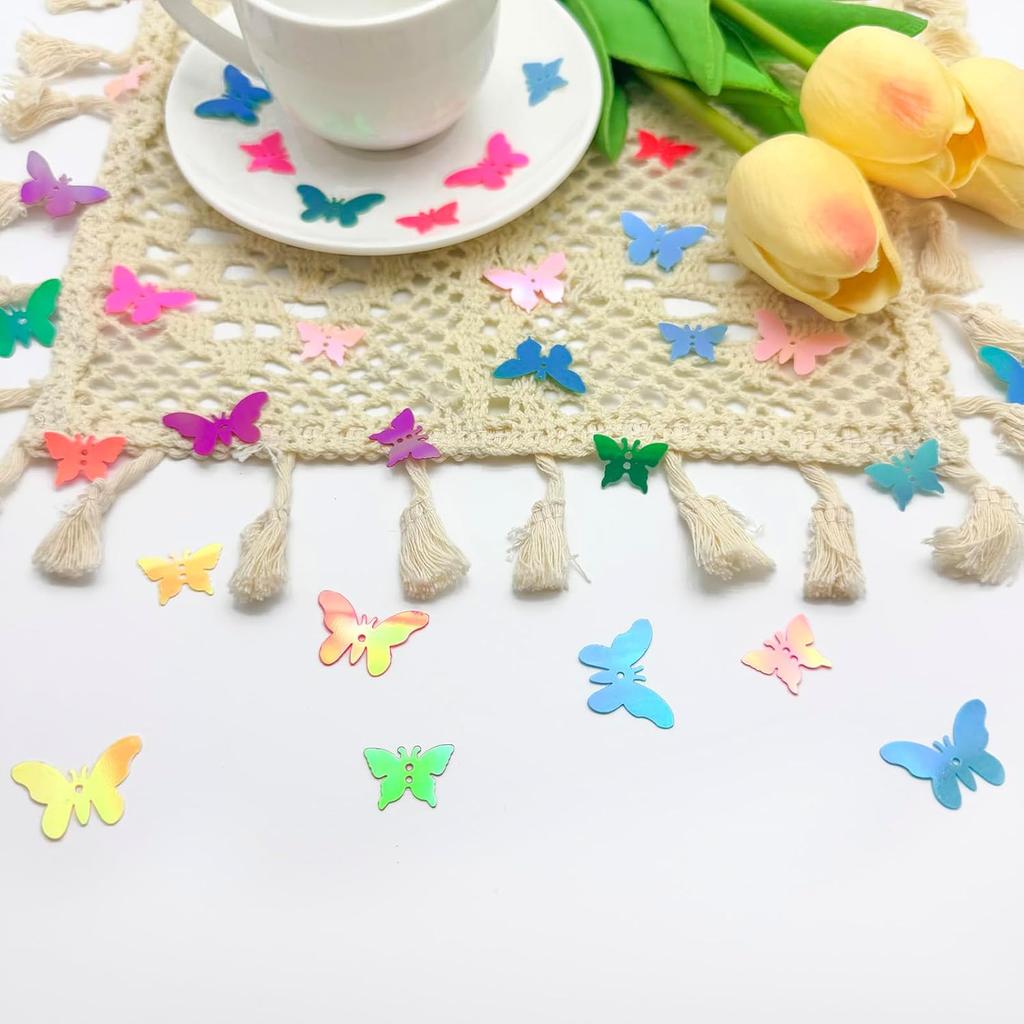Werich Butterfly Confetti for Party Decorations, Gradient of Sparkling Shiny Foil Table Scatter, Colorful Wedding Birthday Baby Shower Supplies, 3