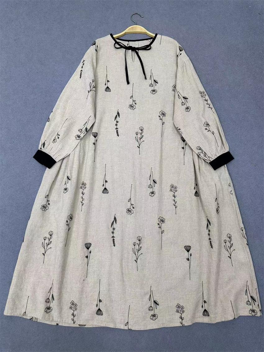 

Johnature Японское вышитое платье Женское Весна Осень Свободные Простые Лоскутные Платья One Size легкие хаки