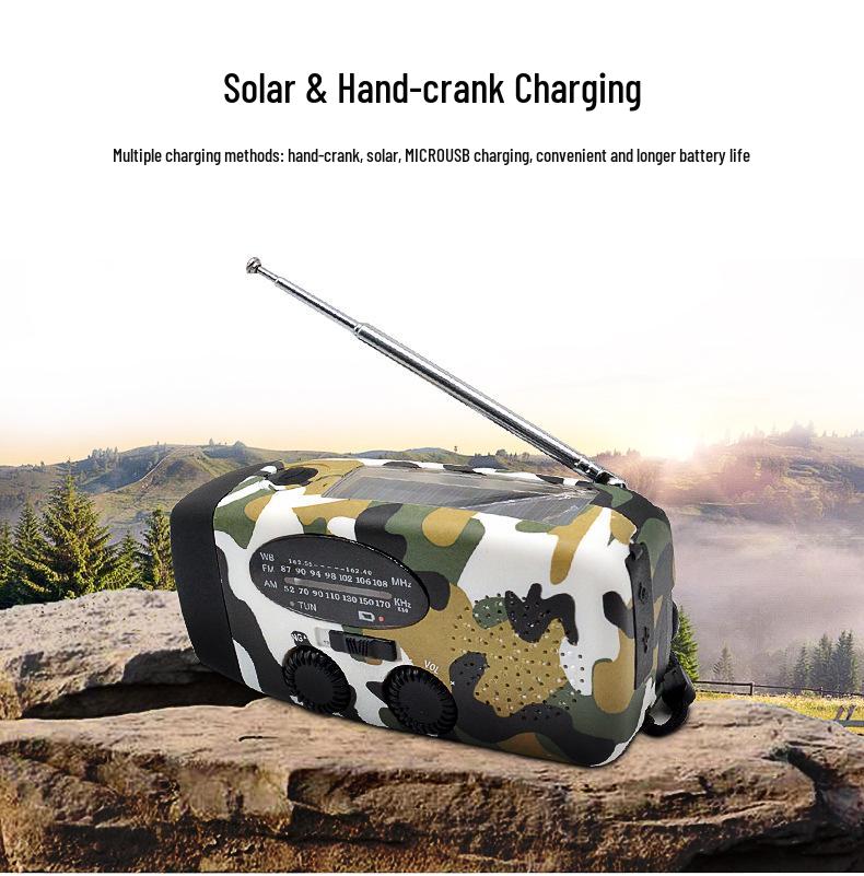 Hand-Crank Solar Emergency Radio with Light Function