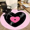 1pc Heart Vinyl Office Round Area Rug,  Mat Suitable For Office, Under Office Chairs Bedroom Living Room Home Decor, Room Deco