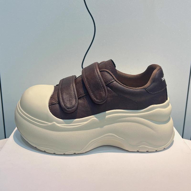 Muffin thick-soled big-headed bread shoes women's new retro versatile small height-increasing casual sports board shoes