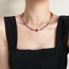 Chinese-style Retro Small-bead Design, Featuring a New Red Natural Carnelian and Artificial Black Spinel Clavicle Chain Necklace