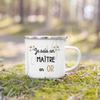 Super Maitre French Printed Mugs Creative Coffee Cups Drinks Water Enamel Camping Cup School Handle Drinkware Gifts for Teacher