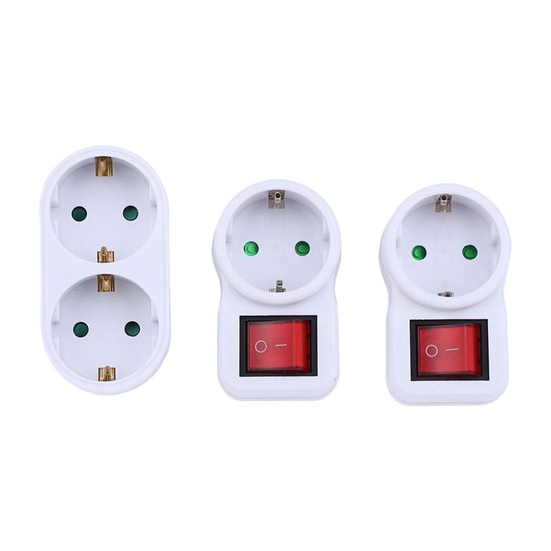 1 To 3 Plug Eu Socket Adapter With Switch 16A Plug Adapter Travel Charging German Standard Power Converter For Portugal Turkey