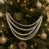 Christmas Tree Beaded Garland Faux Pearl Garland, Multi-Strand Swag Hanging Banner, Chain Classy Indoor Decorative Garlands Mantel Decoration