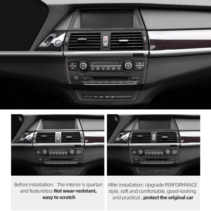 Carbon Fiber for BMW X5 E70 X6 E71 2008-2013 Center Console CD Panel Trim Frame Sticker Car Auto Interior Tuning Accessories