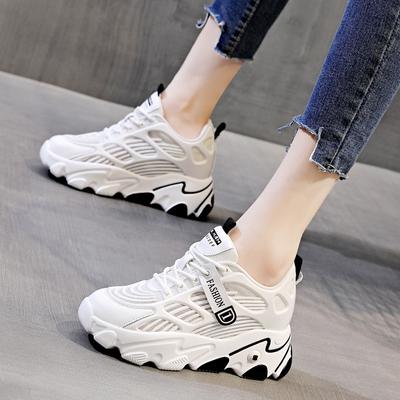 Mesh Sandals Inner Increase Women's Shoes New Slope Heel Thick Bottom Muffin Casual Sports Shoes Trendy White Shoes