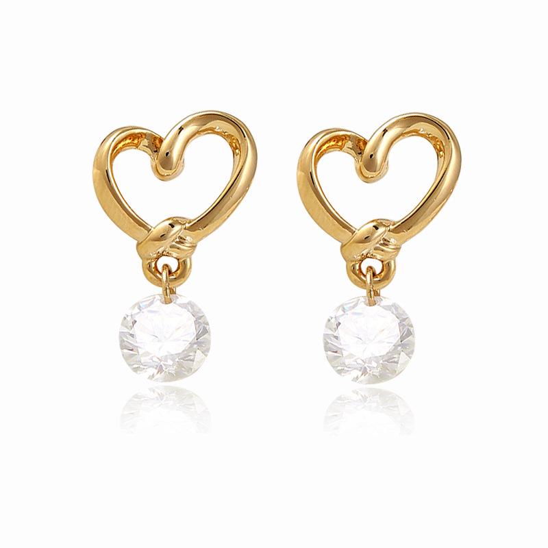 

Hollow Out Heart Drop Earrings for Women Round Rhinestones Dangle Earrings Sweet Gilrs Romantic Geometry Trendy Zircon