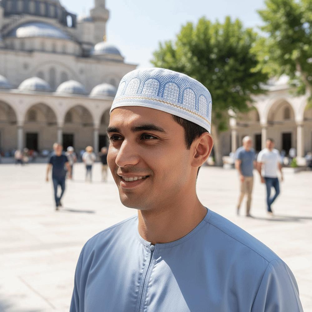 Polyester Prayer Hat Traditional Islamic Cap Fashion Muslim Hat  Leisure Wear