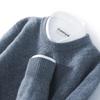 Men's Thick Wool Knit Sweater - Autumn/Winter, Round Neck, Solid Color, Loose Fit, Business Casual.
