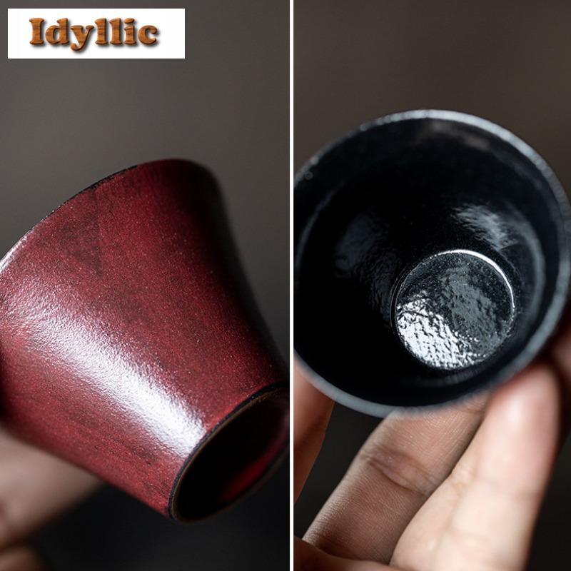 2pc/lot Powder Yin Hawthorn Red Teacup Luxury Tea Bowl Tea Cup Set Tea-tasting Fragrance Cup Chazhan Master Cups For Tea 35ml