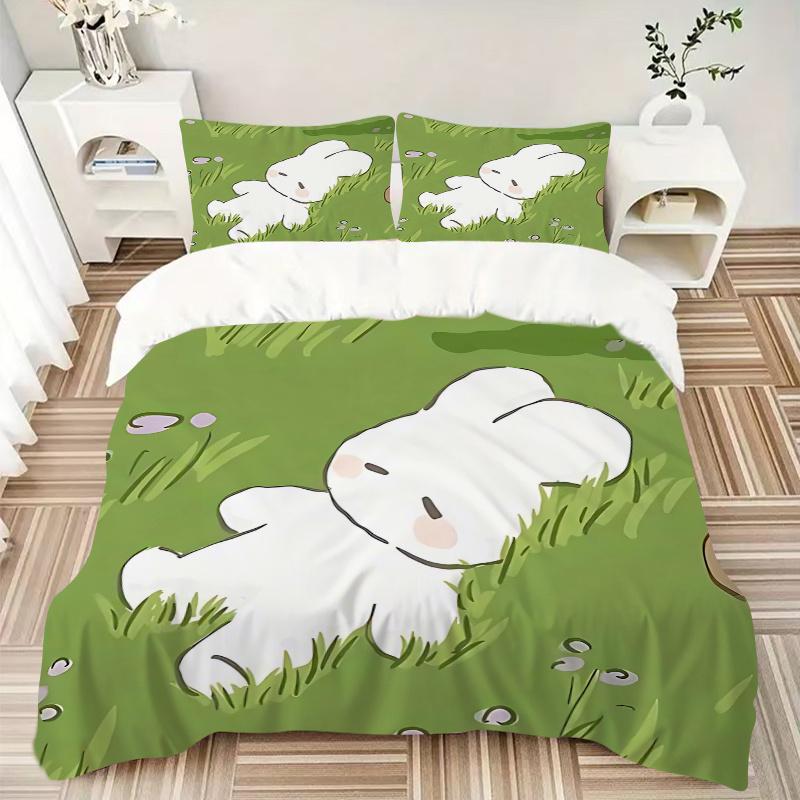 3pcs Anime Cartoon Design Duvet Cover Set with Two Pillowcases (No Core), Festive Gift