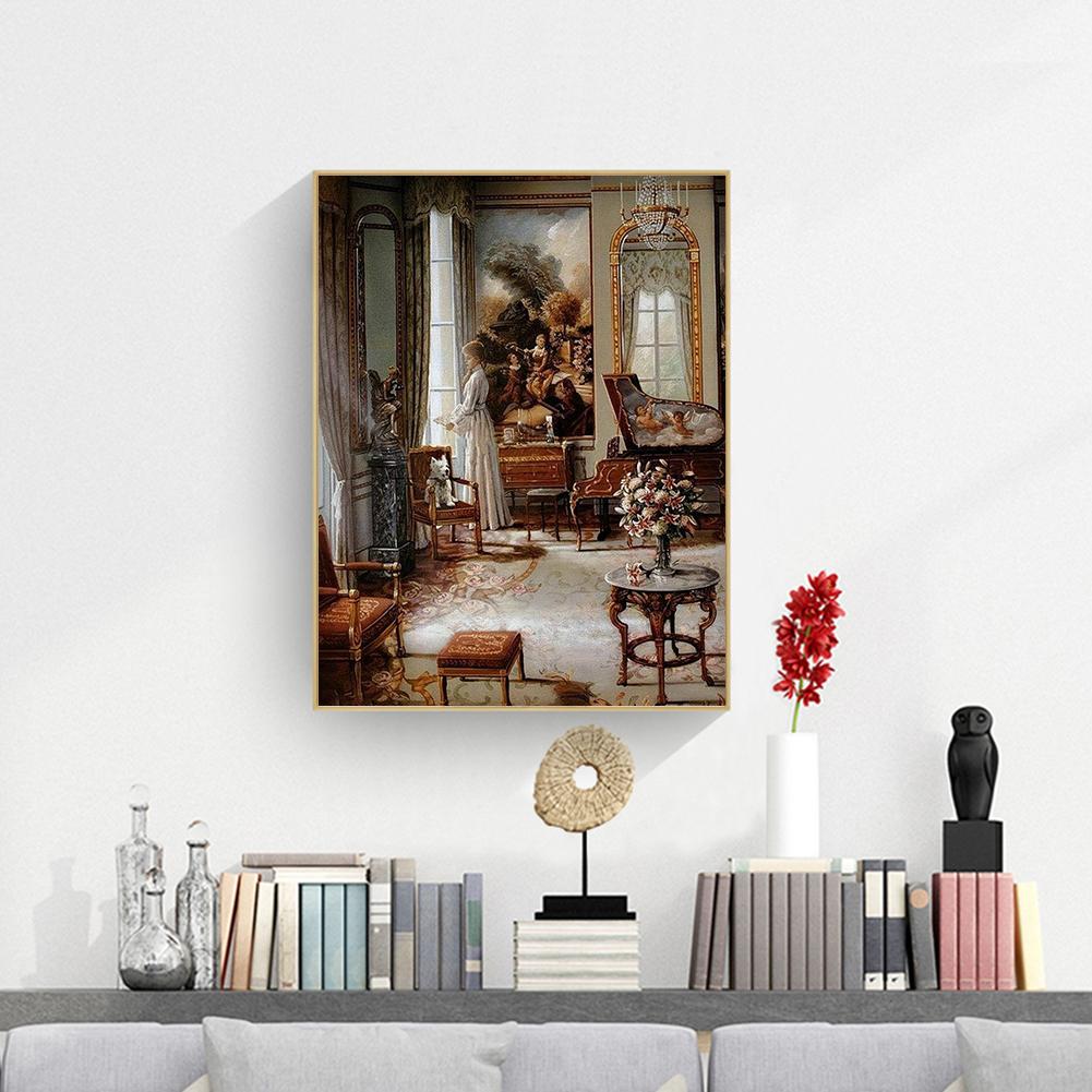 Buy 5D Full Round Drill Diamond Painting DIY Retro House Kit Pictures ...