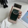 Samsung Galaxy Z Flip 4 Leather Protective Case with Transparent Finger Ring Buckle