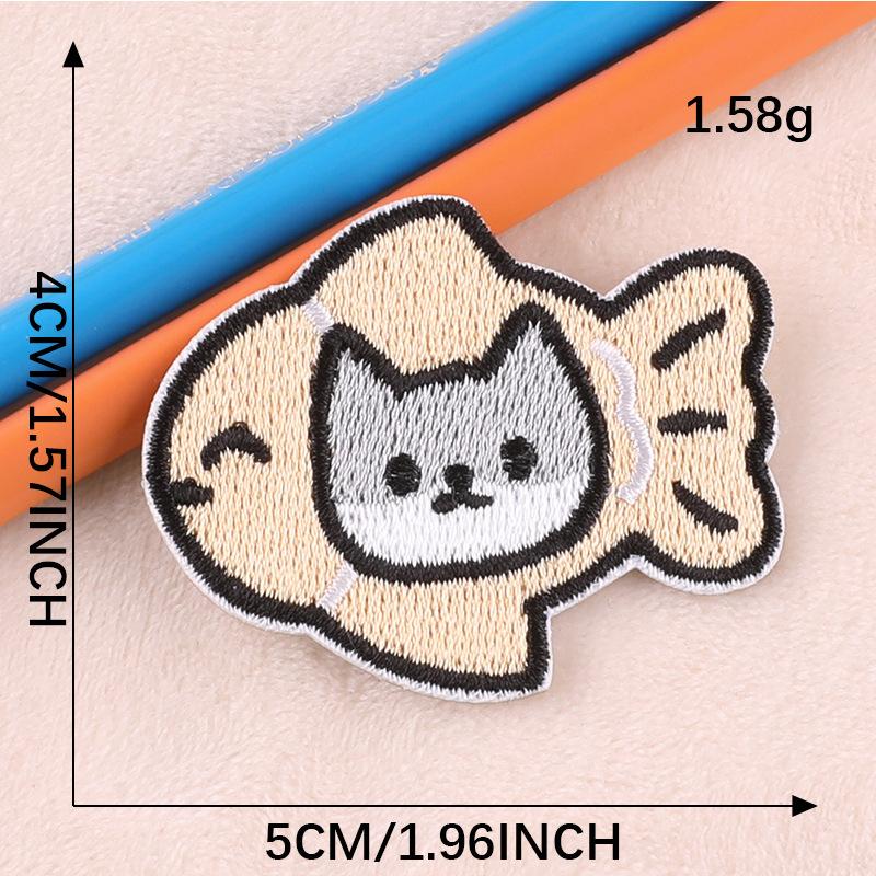 Original Embroidery Sticker Embroidery Label Clothing Accessories Cartoon Cat Animal Badge DIY Patch Cloth Sticker