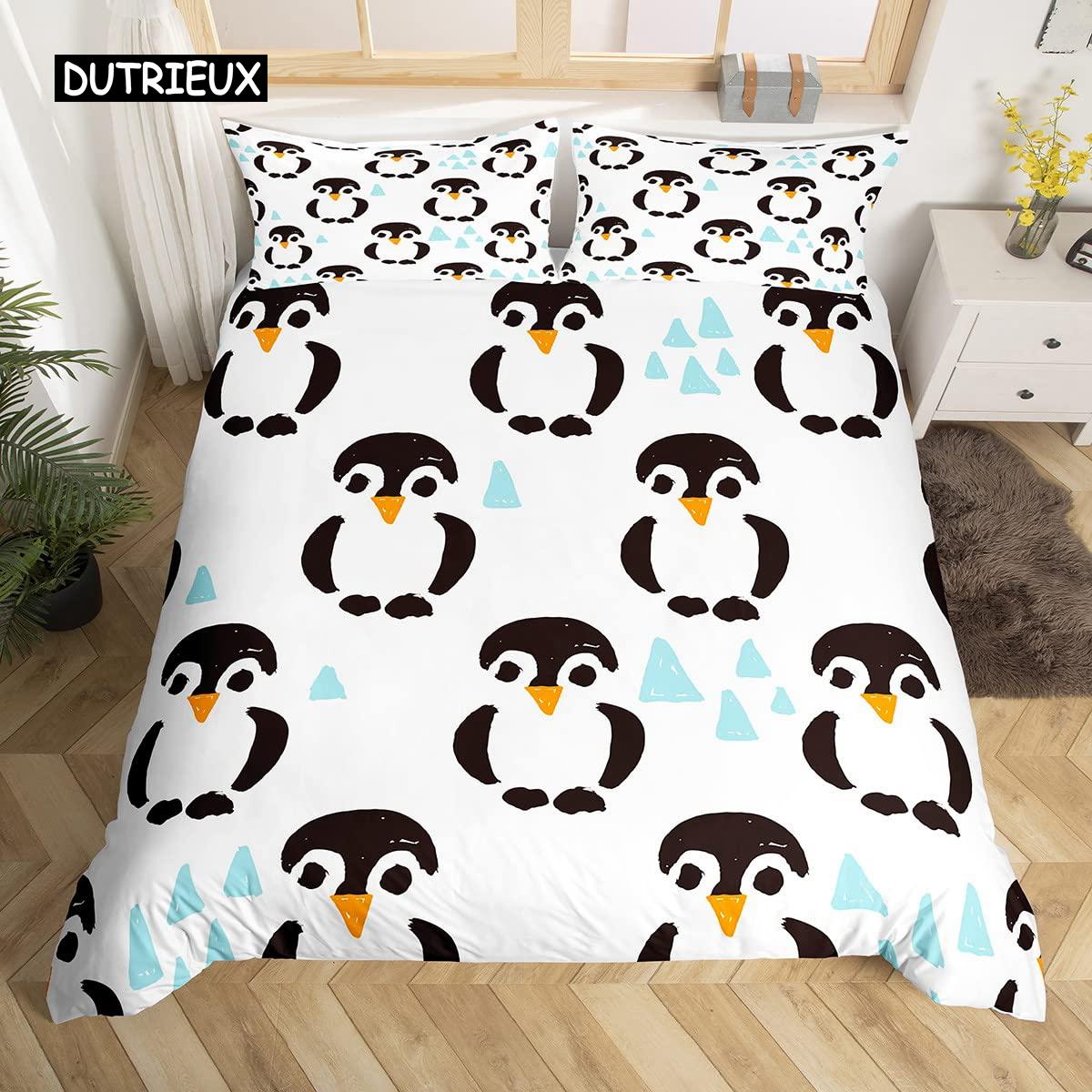

Penguin Comforter Cover Package Queen Dimension Size Sweet Animal Design for Kids Teens Bed Ensemble Sweet Penguin Animal Design Cozy Quilt Cover EU single(135x200cm)