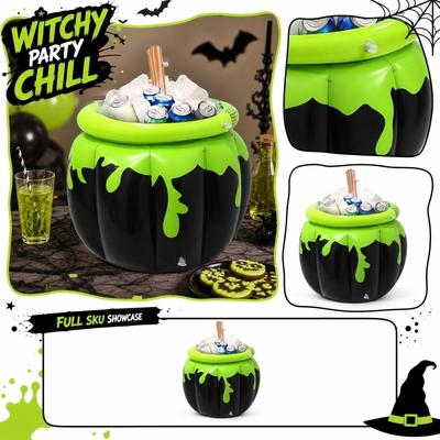 Inflatable Witch Cauldron Cooler Large Capacity Drink Bucket for Party Festival Storage and Decorative Use for Events and Gatherings