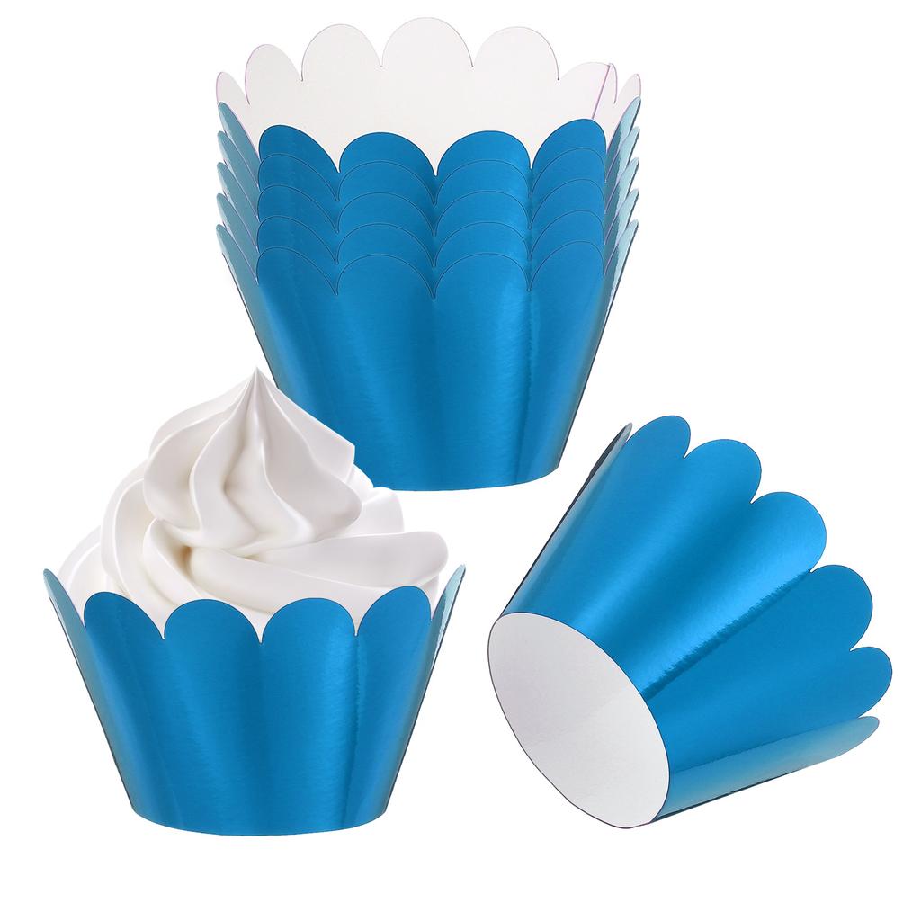 50pcs Baking Cupcake Wrapper Wraps Cake Box Baking Cups Standard Wave Decoration for Anniversary Birthday Weddings Parties