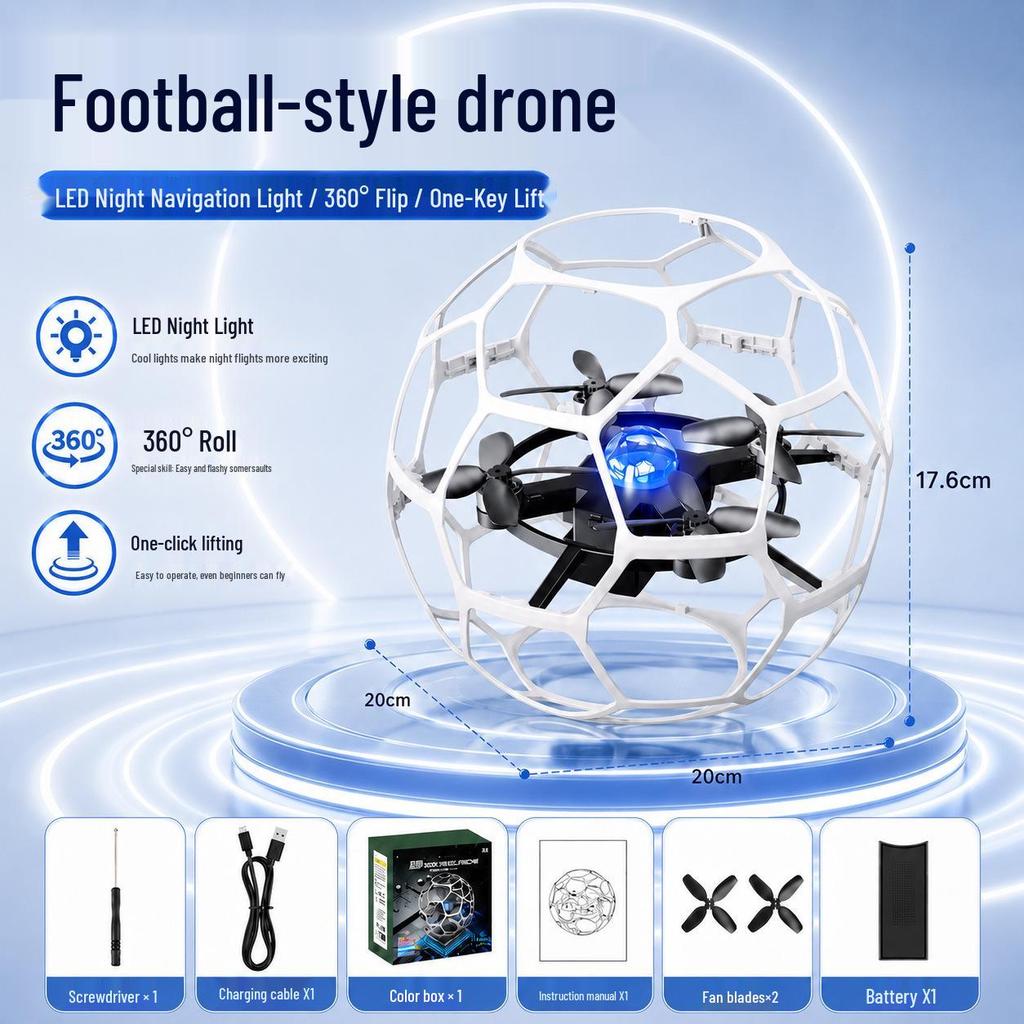 Spherical Four-Axis Camera Football Drone: Impact & Drop Resistant, Brushless, Safe Toy Gift