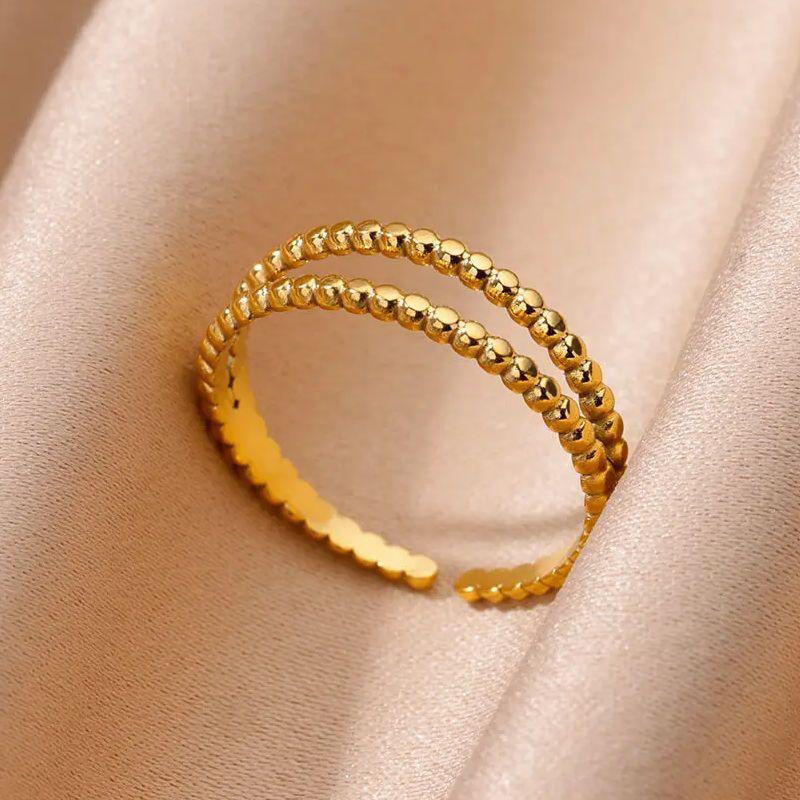 Stainless Steel Multi Layer Rings for Women Vintage Punk Open Adjustable Finger Ring Fashion Jewelry Wedding Birthday Gift 2024