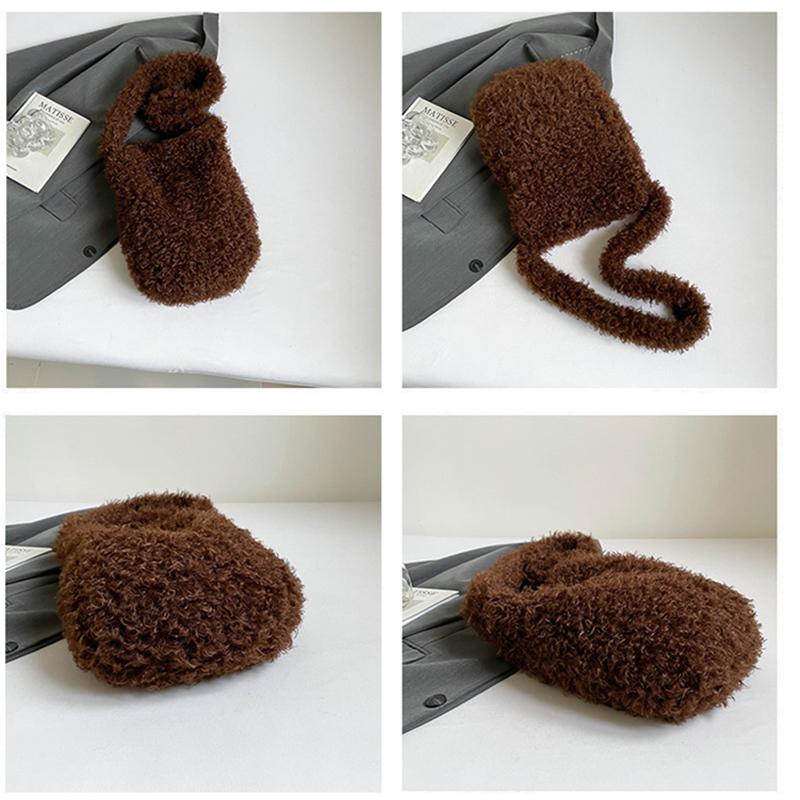 Yogodlns Korean Version Autumn and Winter New Women's Fashionable Versatile Practical Fashion Long-Haired Furry Shoulder Crossbody Bag