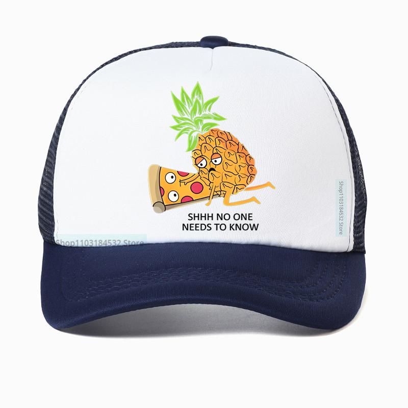 Pineapple Belongs On Pizza Funny Food Pun Baseball Cap Birthday Gift For Men Adult Summer Mesh Breathable Hat