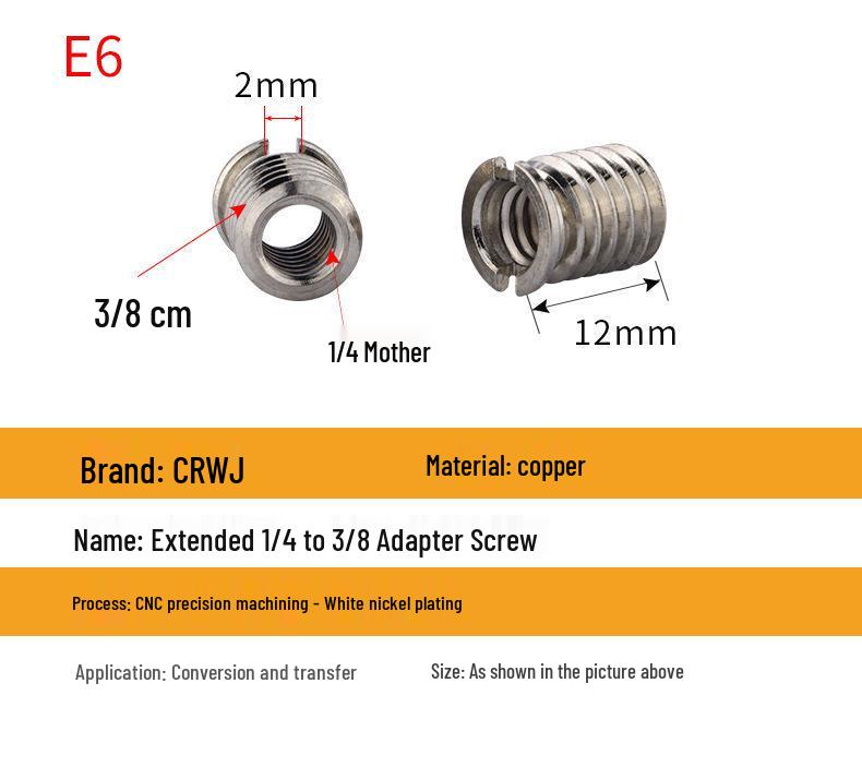 1/4 to 3/8 M4 M5 M6 M8 Screw Adapter for Tripod, Pan/Tilt Camera, Hot Shoe Mount & Light Stand