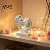 Modern Romantic Statue 3D Printed Couple Hugging Kissing Statue Minimalist Art Sculpture Matte White Bust Figurine for Desk Shelf Home Decor