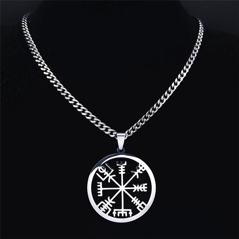Collier amulette boussole Viking pour hommes, pendentif Trident, barre de crainte, Vegvisir, collier scandinave, bijoux cadeaux