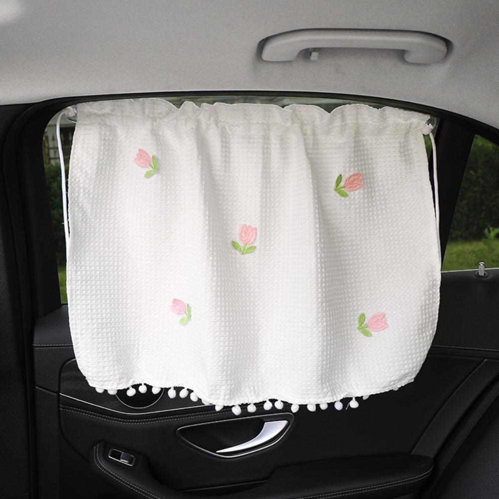 Universal Flower Car Blackout Curtain UV Protection Car Bear Sliding Curtain  Children