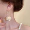 Elegant Shell & Zircon Flower Ear Hooks: Long Luxury Slimming Earrings for Women, Unique Design